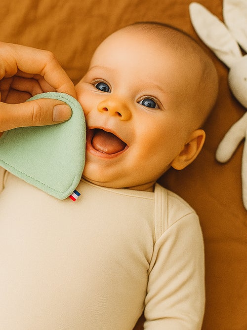 Lingettes lavables en Coton Bio Blanc et Vert - Kiabi