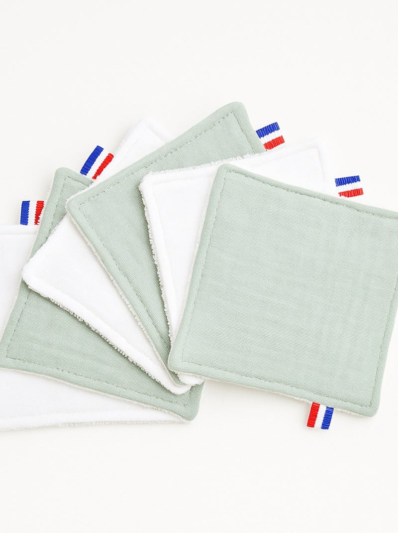 Lingettes lavables en Coton Bio Blanc et Vert Blanc Vert - Kiabi