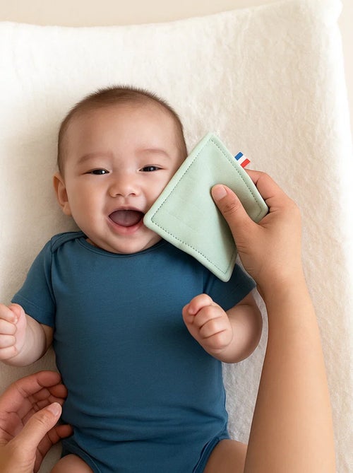 Lingettes lavables en Coton Bio Blanc et Vert - Kiabi