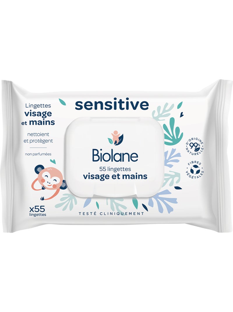 Lingettes visage et mains sensitive biolane N/A - Kiabi