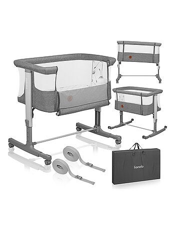 LIONELO Aurora - Lit bébé 3en1 - Réglable en hauteur et inclinaison - Matelas et sac inclus