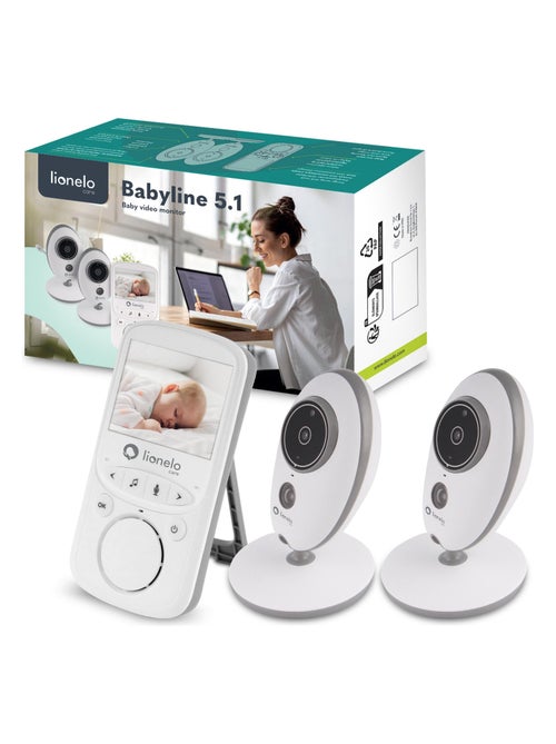 LIONELO Babyline 5.1 - Babyphone vidéo sans fil - 2 x caméras - Communication bidirectionnelle - Kiabi