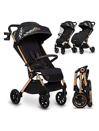 LIONELO Cloe - Poussette bébé compacte - Jusqu'à 22 Kg - Légère & pliable - Golden Moments