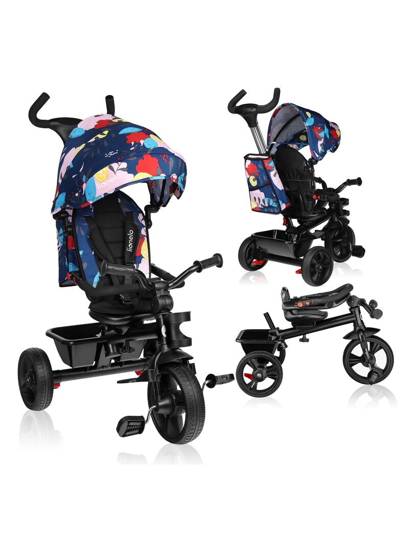 LIONELO Haari Tricycle bebe evolutif Jusqu a 25 Kg Siege reversible Panier Sac Multicolore Kiabi 104.99