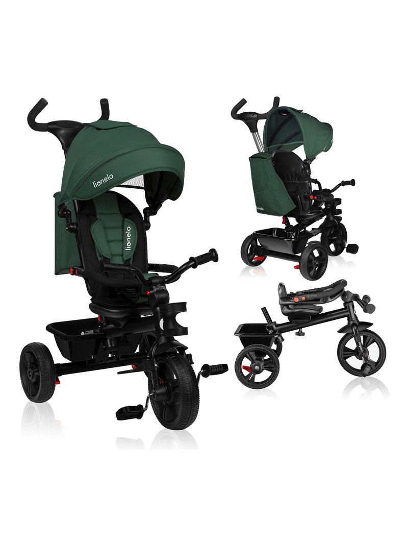 LIONELO Haari - Tricycle bébé évolutif - Jusqu'à 25 Kg - Siège réversible - Panier Sac Vert - Kiabi