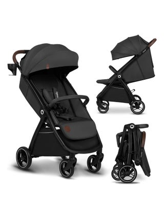 LIONELO Ingrid - Poussette bébé compacte - Jusqu'à 22 Kg - Légère & pliable - Gris foncé