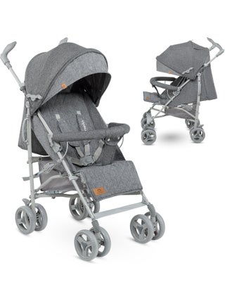 LIONELO Irma - Poussette bébé canne compacte - De 6 à 36 mois - Accessoires inclus - Gris