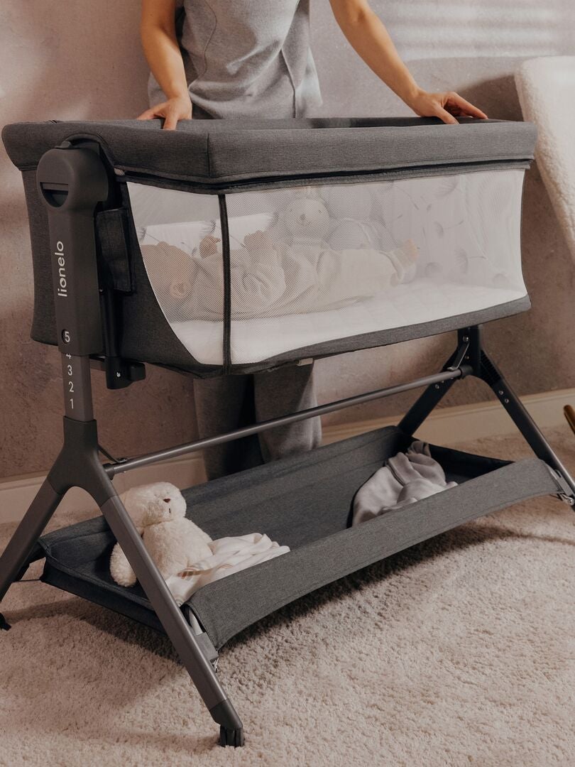 Lionelo Luna - Lit Cododo Bébé Modulable Avec Matelas Réglable | Jusqu'à 9 Kg | Hauteur Et Inclinaison Adjustables