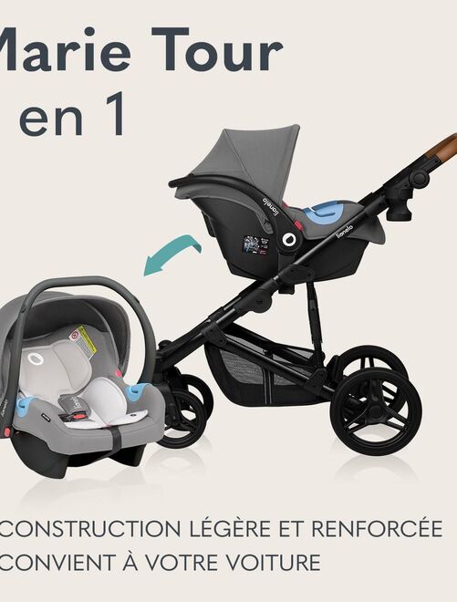 LIONELO Mari Tour - Poussette bébé 3en1 compacte - De 0 à 48 mois - Gris - Kiabi