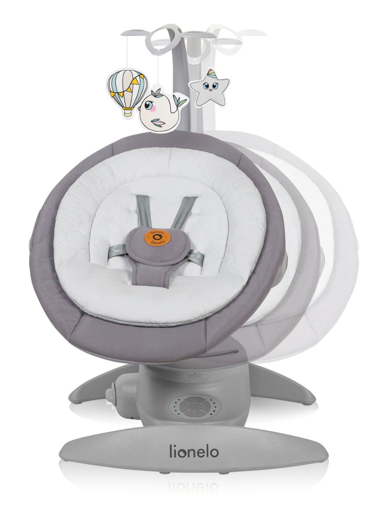 LIONELO Mell - Balancelle bébé 360° - 12 mélodies - 6 modes - Télécommande - Bluetooth Gris - Kiabi