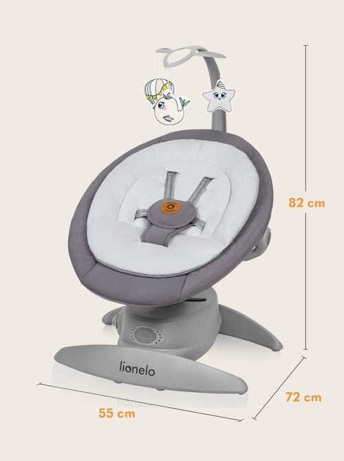 LIONELO Mell - Balancelle bébé 360° - 12 mélodies - 6 modes - Télécommande - Bluetooth - Kiabi