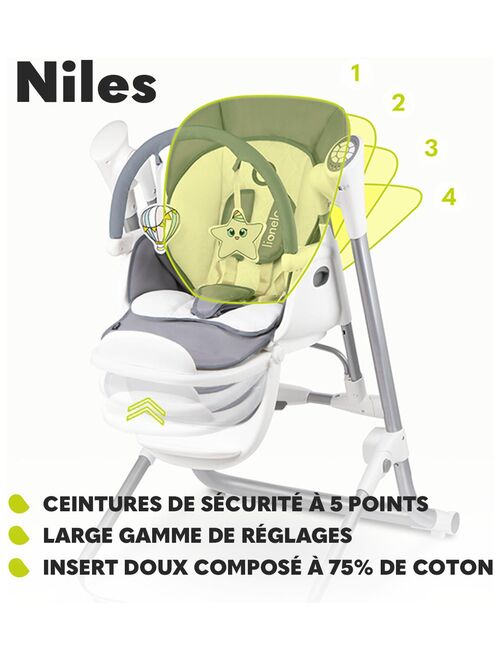 LIONELO Niles - Chaise haute et balancelle bébé - Évolutif 2en1 - Kiabi