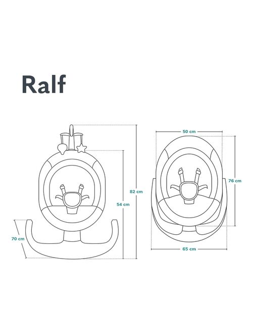 LIONELO Ralf - Transat et Balancelle Électrique Bébé - Ttélécommande - 5 vitesses de balancement - Kiabi