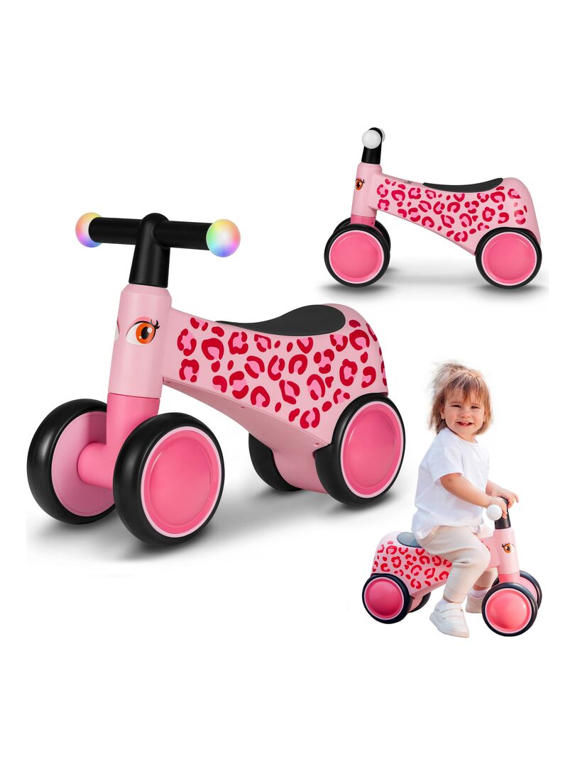 LIONELO Sammy Velo enfant Draisienne a 4 Roues Lumieres colorees 1 3 ans Jusqu a 30 kg Rose Kiabi 44.99