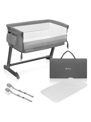 LIONELO Théo - Lit évolutif cododo 2en1 avec matelas - 0-9 kg - Hauteur et inclinaison réglables