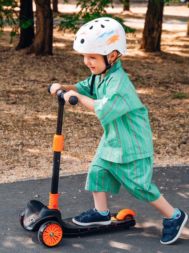 LIONELO Timmy - Trottinette enfant - 3 Roues - Hauteur réglable - LED Roulement Noir Orange - Kiabi