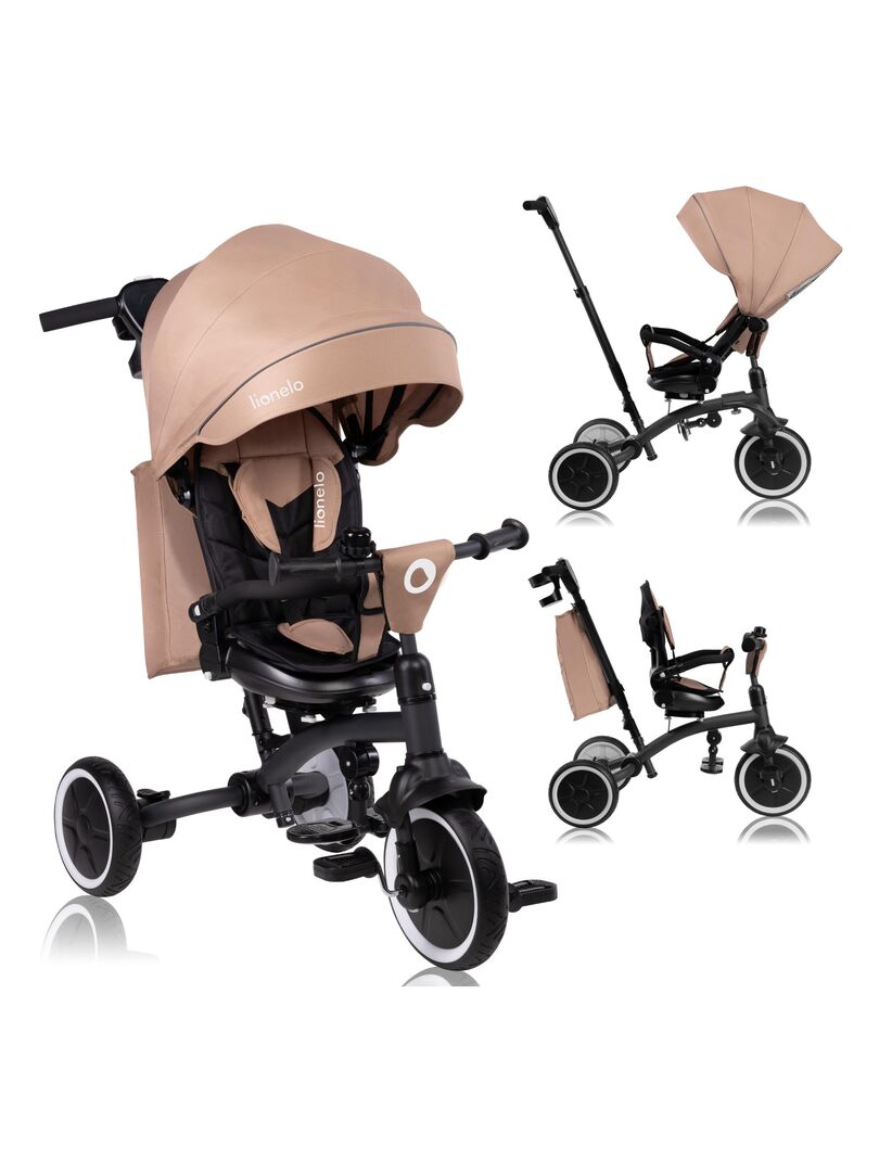 LIONELO Tris Plus Tricycle evolutif Siege pivotant Roue libre 9 25kg Beige Kiabi 114.99