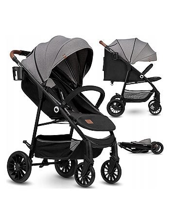 LIONELO Zoey - Poussette bébé compacte Buggy - De 6 à 36 mois - Capote XXL - Gris