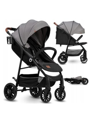 LIONELO Zoey - Poussette bébé compacte Buggy - De 6 à 36 mois - Capote XXL - Gris