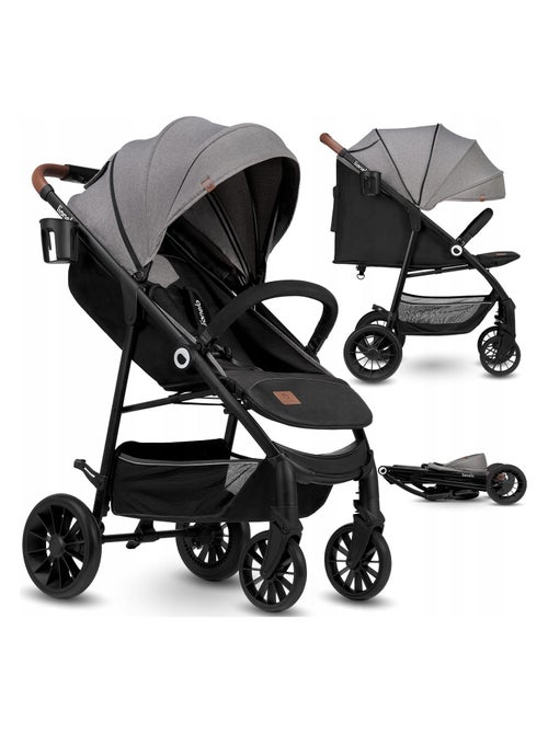 LIONELO Zoey - Poussette bébé compacte Buggy - De 6 à 36 mois - Capote XXL - Gris - Kiabi