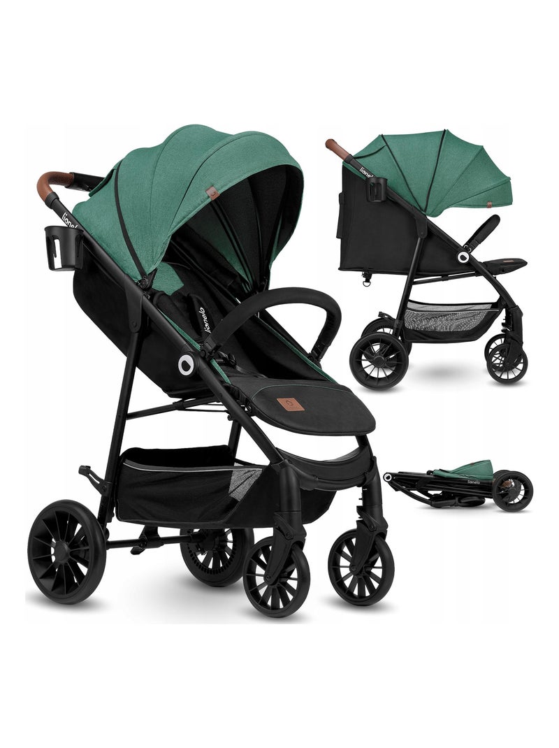 LIONELO Zoey - Poussette bébé compacte Buggy - De 6 à 36 mois - Capote XXL - Vert Noir Vert - Kiabi