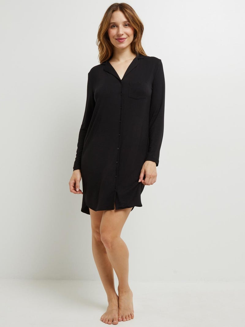 Liquette manches longues viscose Camille - RougeGorge Lingerie Noir - Kiabi