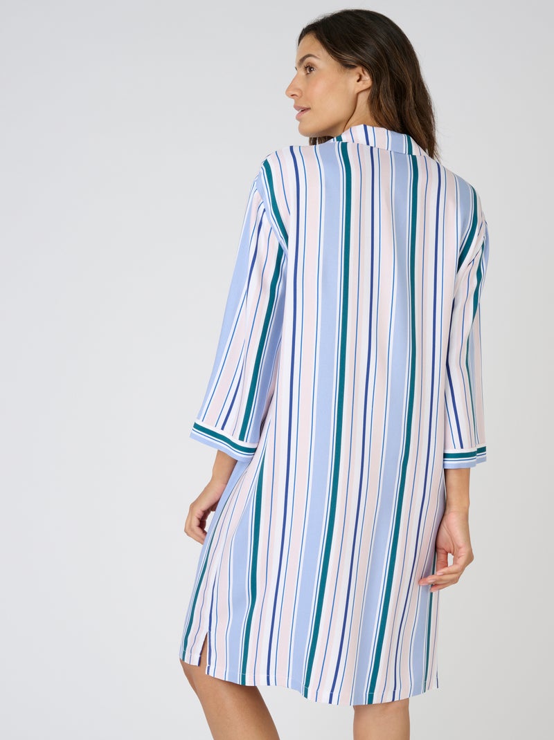 Liquette rayée en pure viscose - Damart Bleu - Kiabi