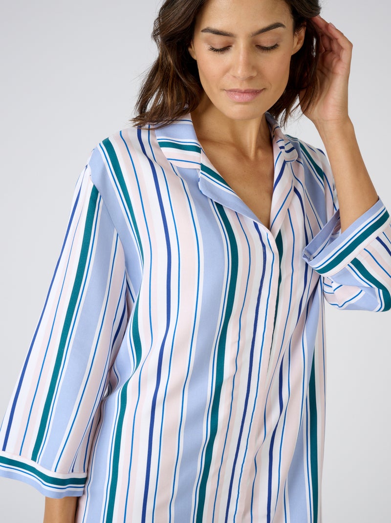 Liquette rayée en pure viscose - Damart Bleu - Kiabi