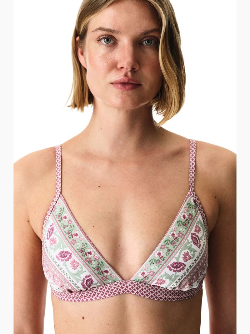 Liriane haut de bikini triangle fleuri penti Blanc Magenta - Kiabi