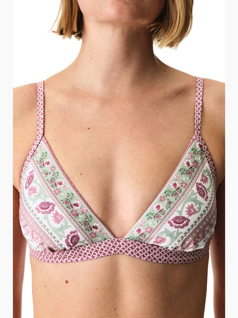 Liriane haut de bikini triangle fleuri penti Blanc Magenta - Kiabi