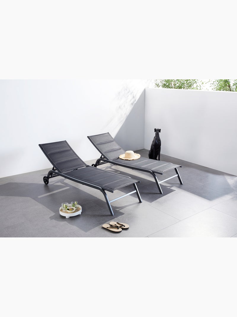 LISBOA Lot de 2 transats aluminium noir Gris Noir - Kiabi