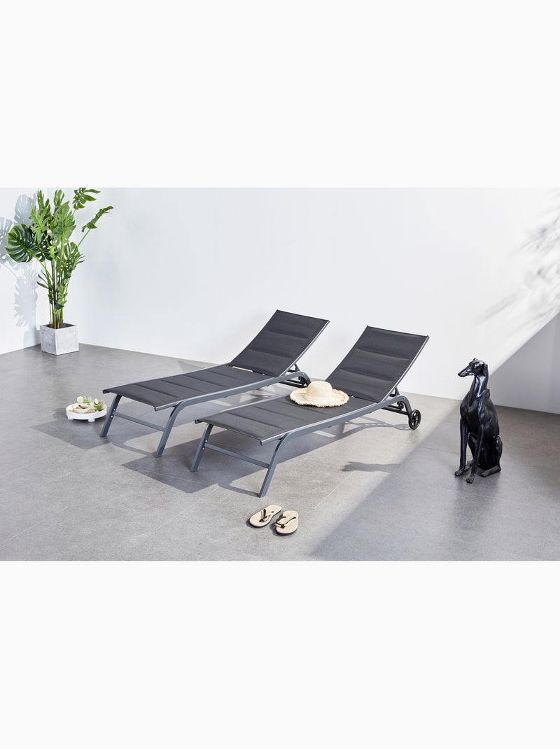 LISBOA Lot de 2 transats aluminium noir Gris Noir - Kiabi