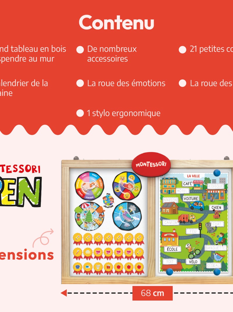 LISCIANI - Montessori Pen - Tableau d'apprentissage - Jeu éducatif - À partir de 3 ans Multicolore - Kiabi