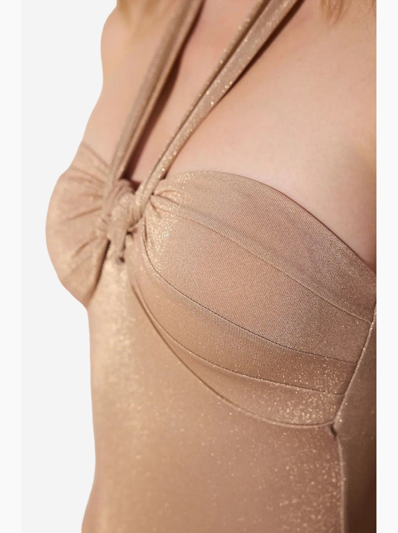 Lisle maillot de bain bandeau scintillant penti Grège - Kiabi