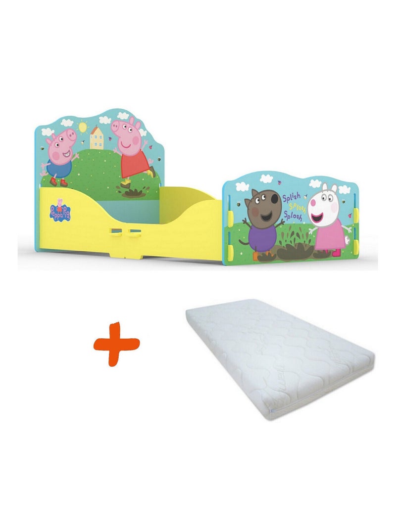 Lit à clipser et Matelas - Peppa Pig Splish Splash Splosh dans la boue - 140x70 cm Multicolore - Kiabi