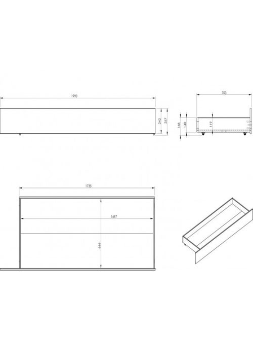 Lit à rangements et tiroirs pin massif  LEOPOLD - Kiabi