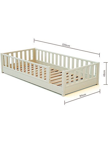 Lit au sol enfant en bois 90x190 SONHO avec matelas