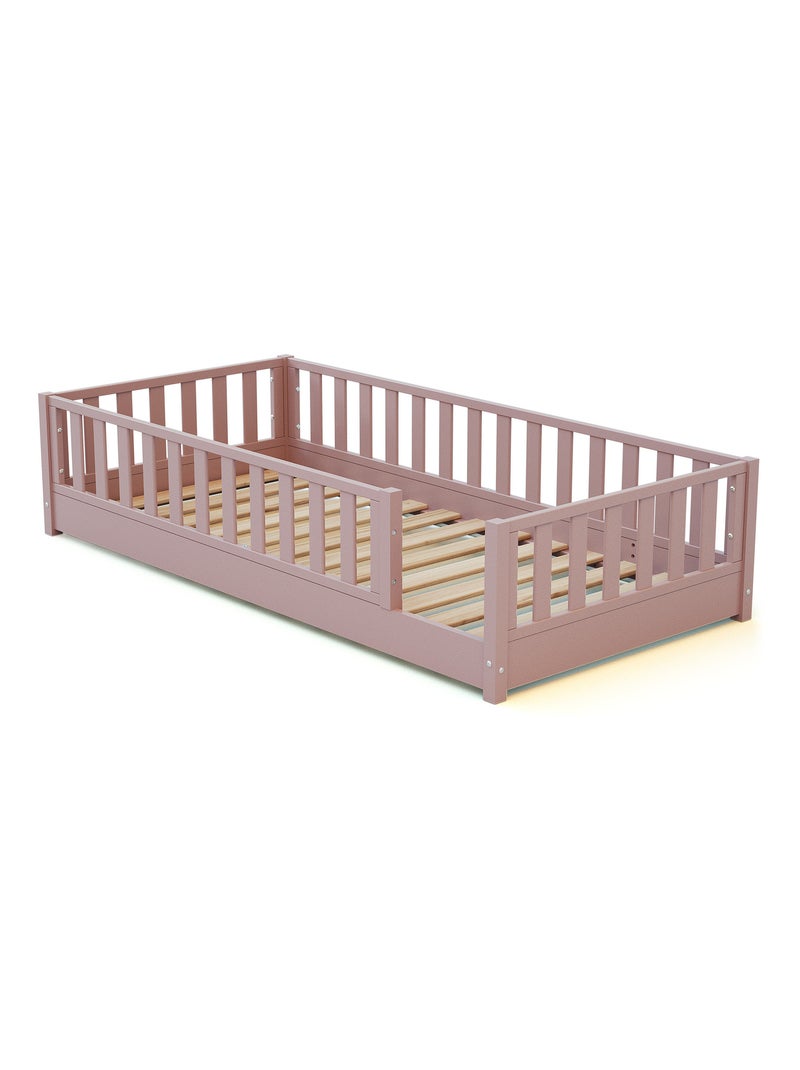 Lit au sol enfant en bois SONHO Rose - Kiabi