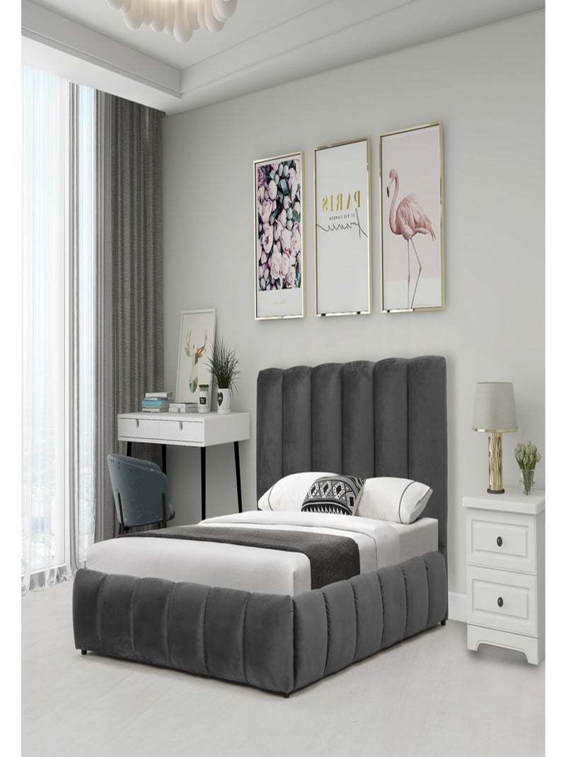 Lit avec coffre "Annie" 140 x 190 cm - Gris Gris - Kiabi