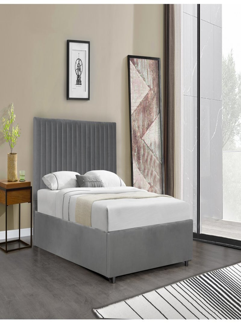 Lit avec coffre "Mia" - 140 x 190 cm - Gris Gris - Kiabi
