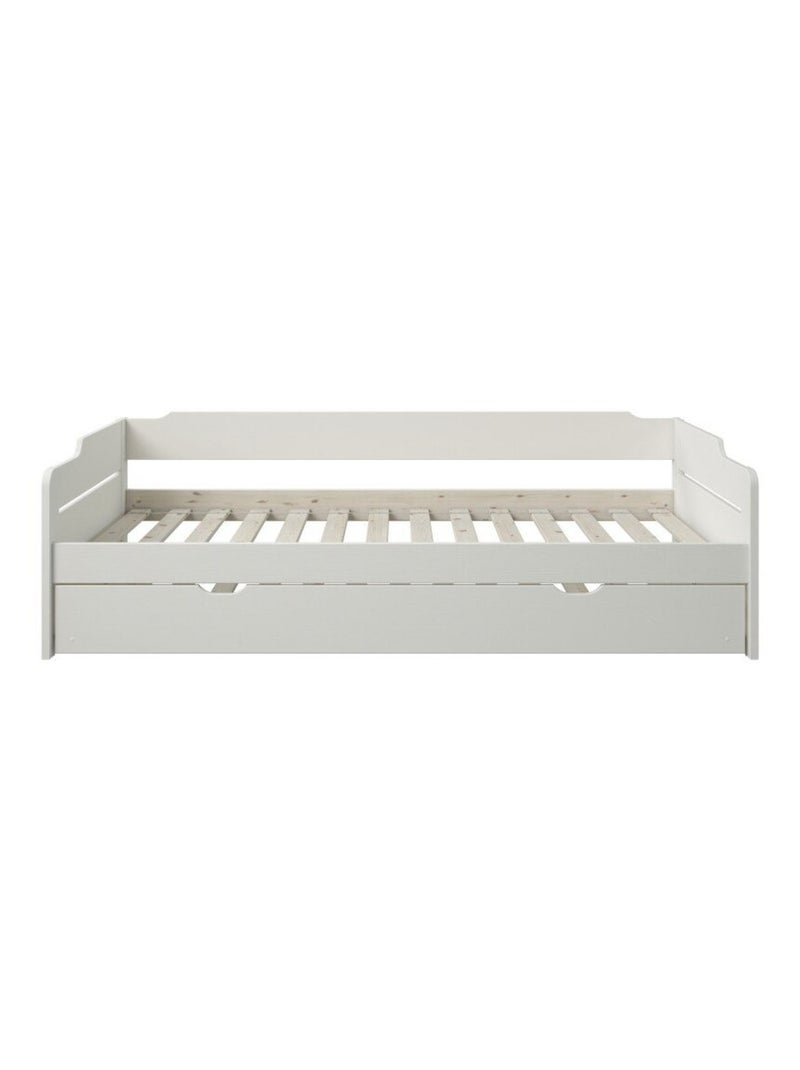 Lit avec lit gigogne et matelas pin massif  ARTHUR Blanc - Kiabi