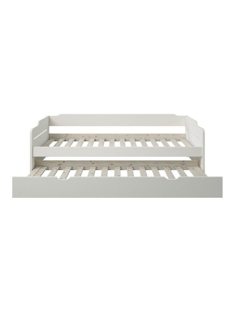 Lit avec lit gigogne et matelas pin massif  ARTHUR Blanc - Kiabi