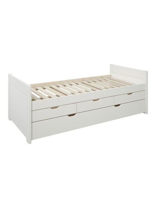 Lit avec lit gigogne et trois tiroirs pin massif  LEOPOLD - Kiabi