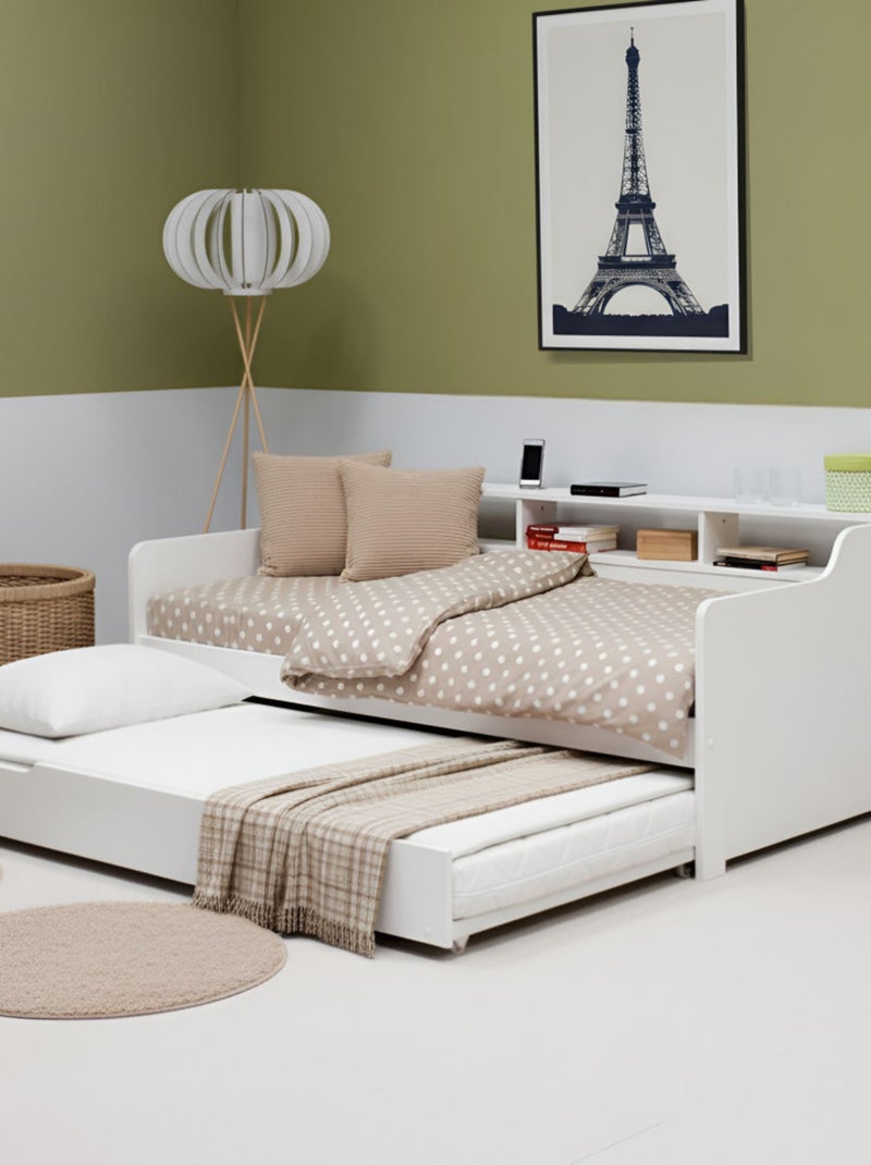 Lit avec lit gigogne pin massif  ARTHUR Blanc - Kiabi