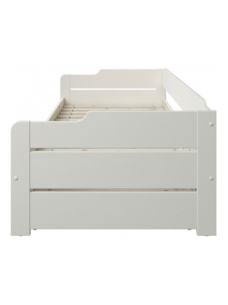 Lit avec lit gigogne pin massif  ARTHUR Blanc - Kiabi