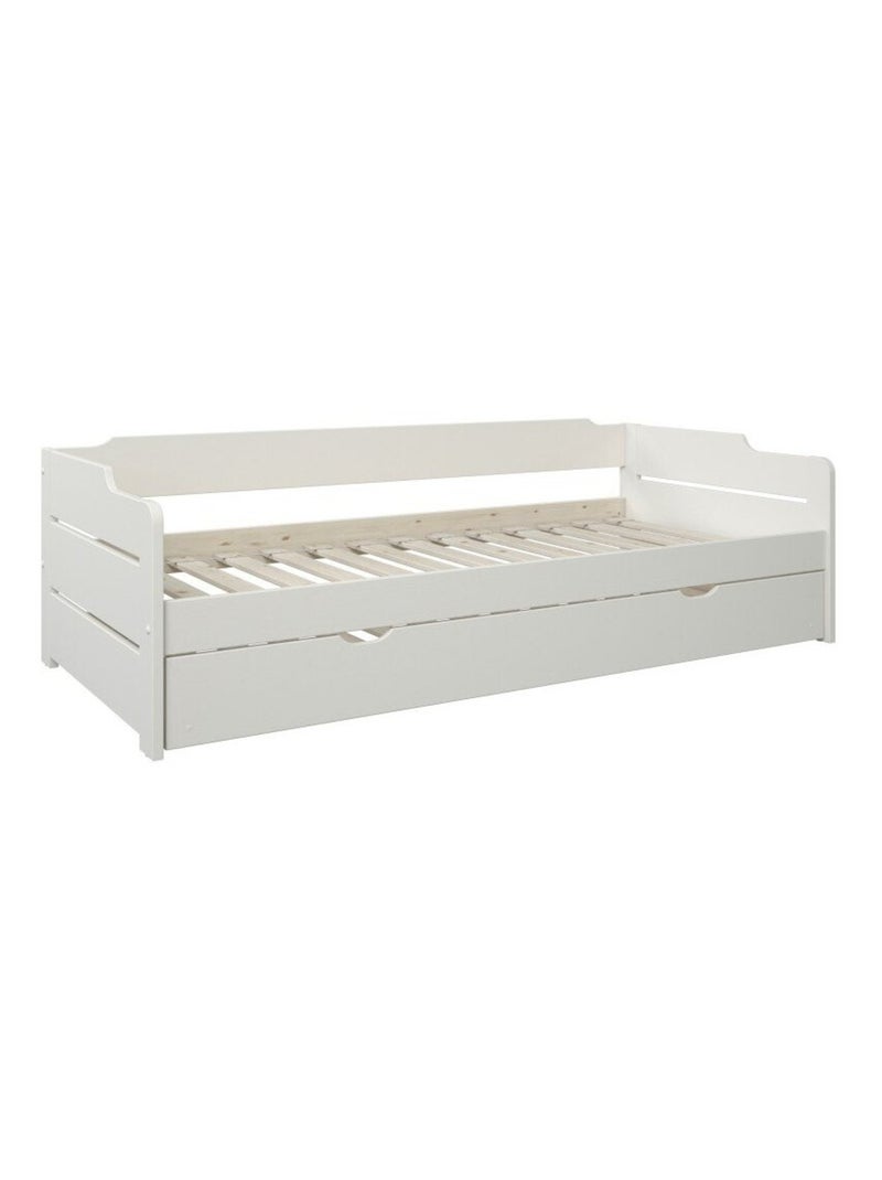 Lit avec lit gigogne pin massif  ARTHUR Blanc - Kiabi