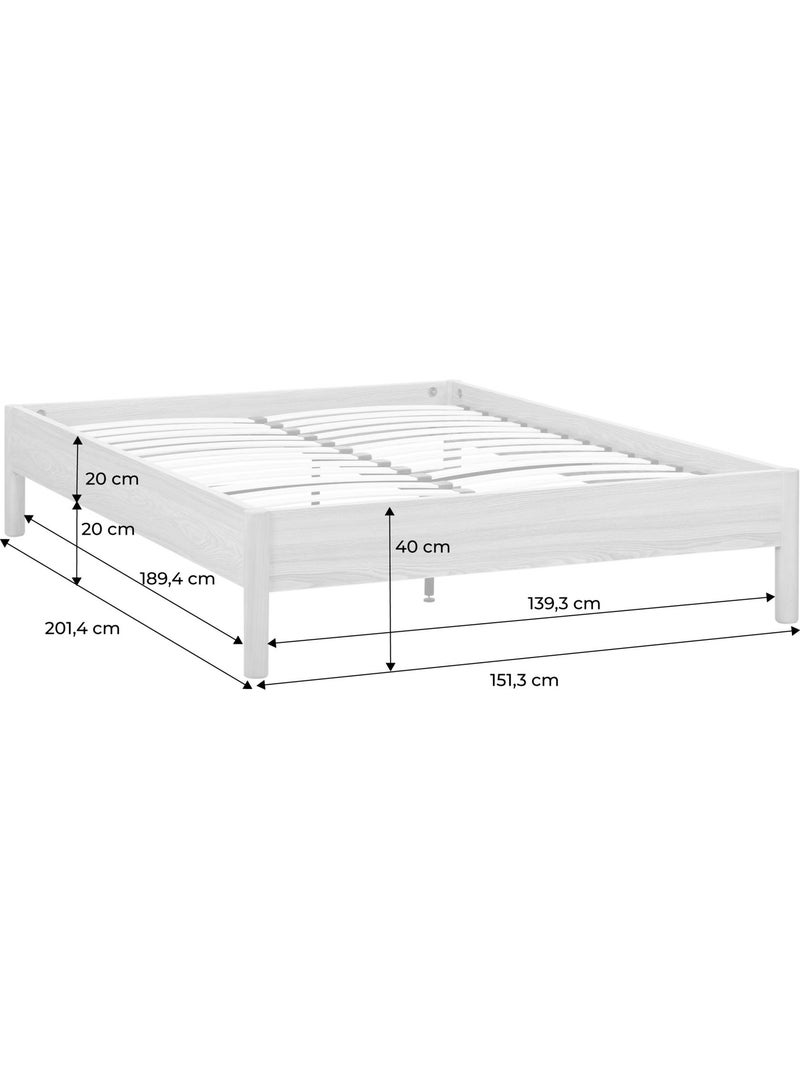 Lit avec sommier à lattes 140x190cm décor bois Harmony Marron - Kiabi