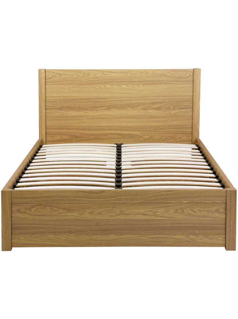 Lit avec sommier à lattes et tête de lit 140 x 190cm + 4 tiroirs décor bois Nepal Bois naturel - Kiabi