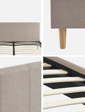 Lit avec sommier à lattes et tête de lit 160 x 200cm finition tissu Marlon