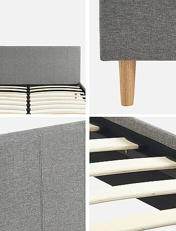 Lit avec sommier à lattes et tête de lit 160 x 200cm finition tissu Marlon